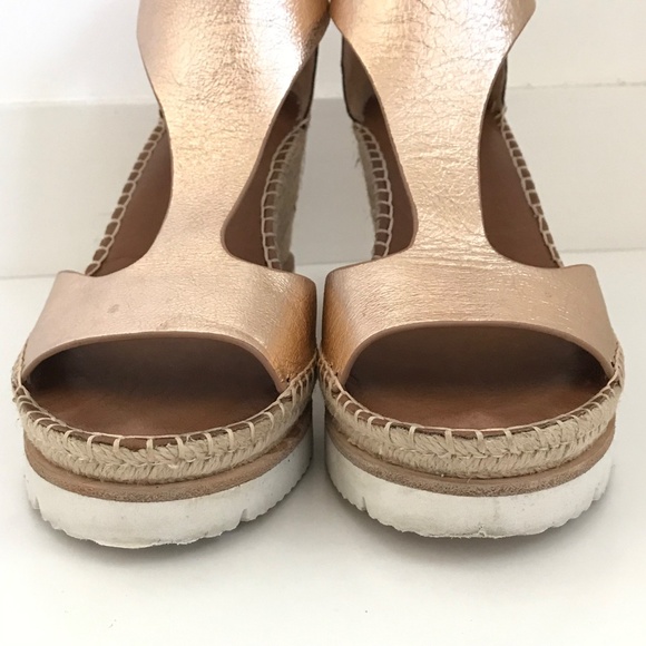 GENTLE SOULS Elyssa T-Strap Espadrille Wedge Sandals Rose Gold Women’s Size 9.5 - Picture 11 of 16